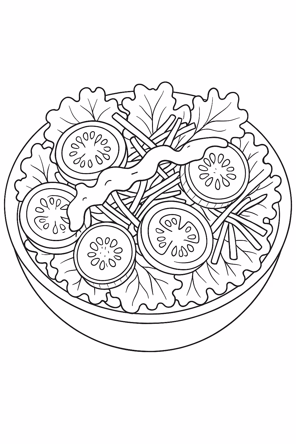Comida salada para colorir — desenho para imprimir