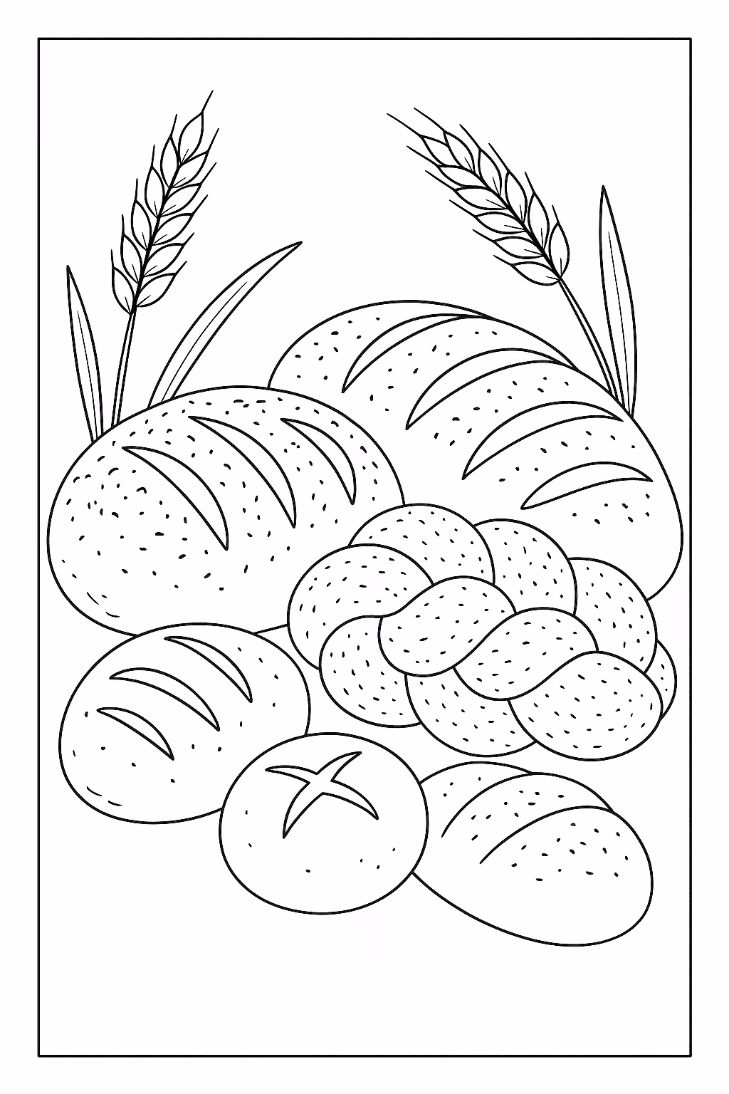 Comida pao para colorir — desenho para imprimir