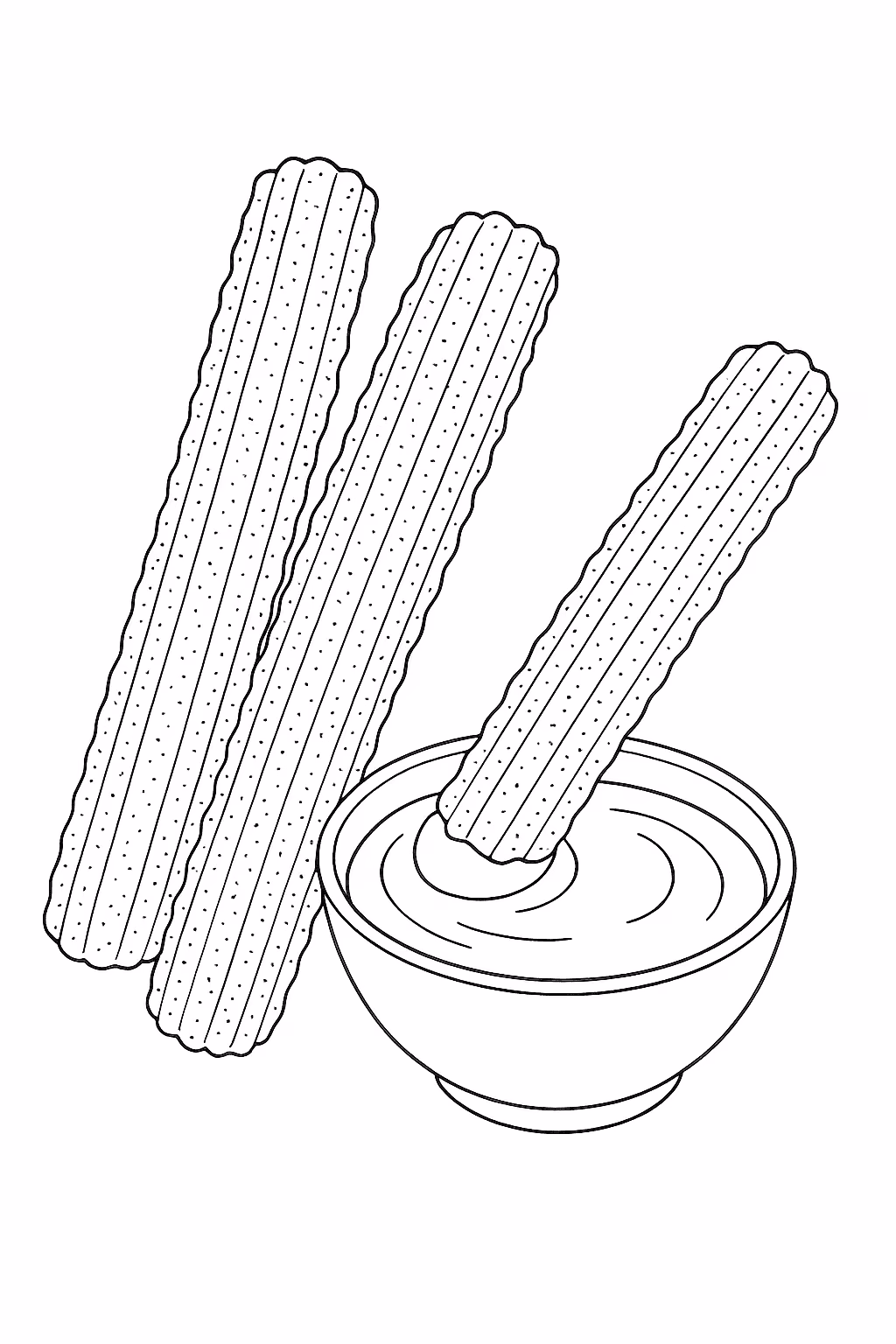 Comida churros para colorir — desenho para imprimir