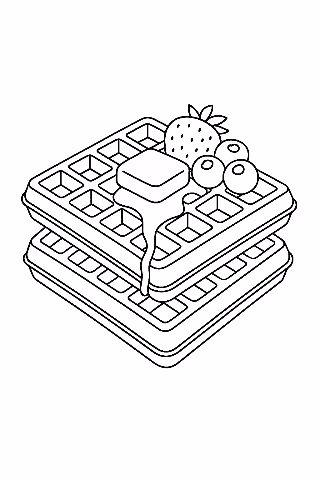 Comida waffles para colorir — desenho para imprimir