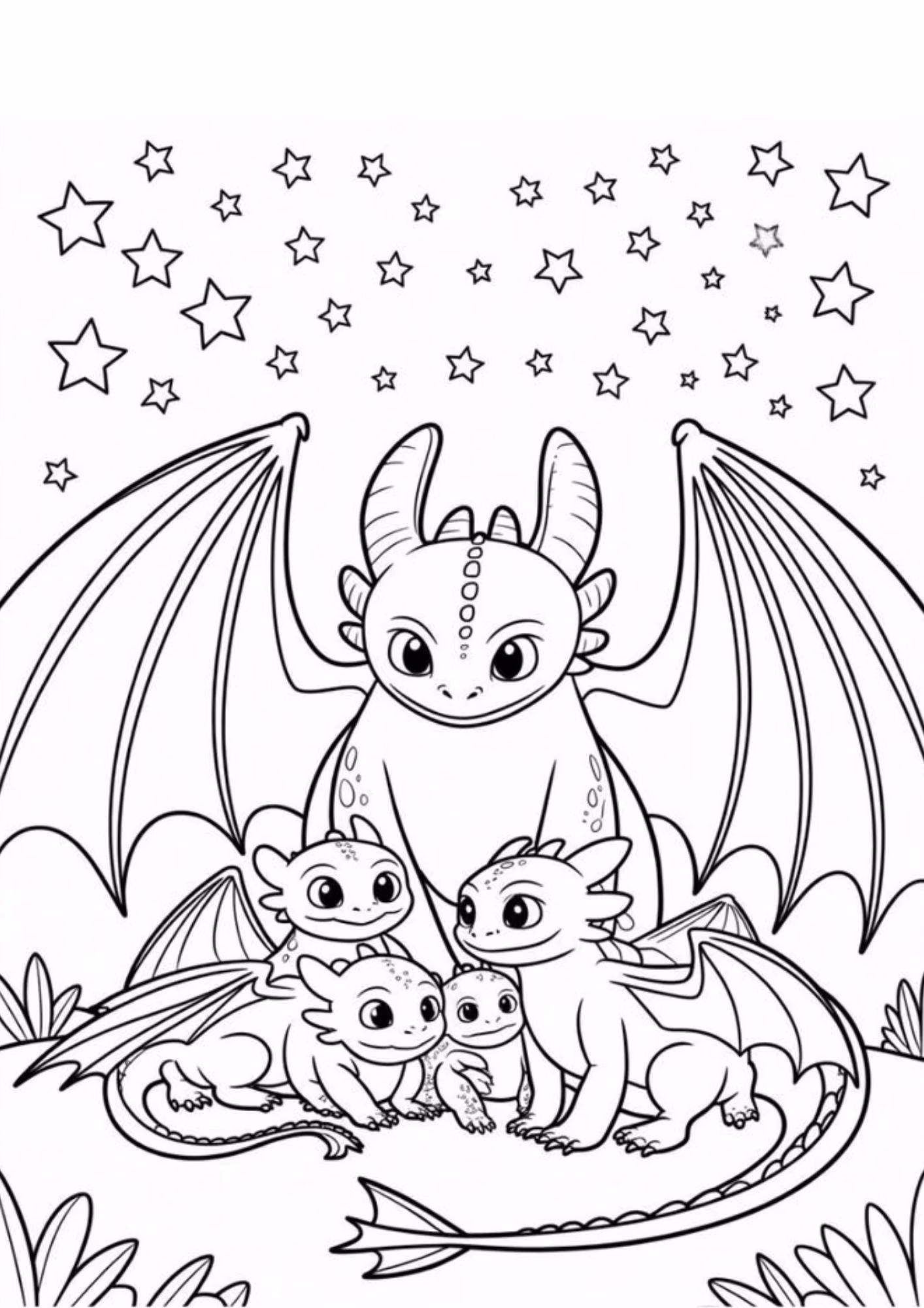 Como treinar seu dragao e para colorir — desenho para imprimir