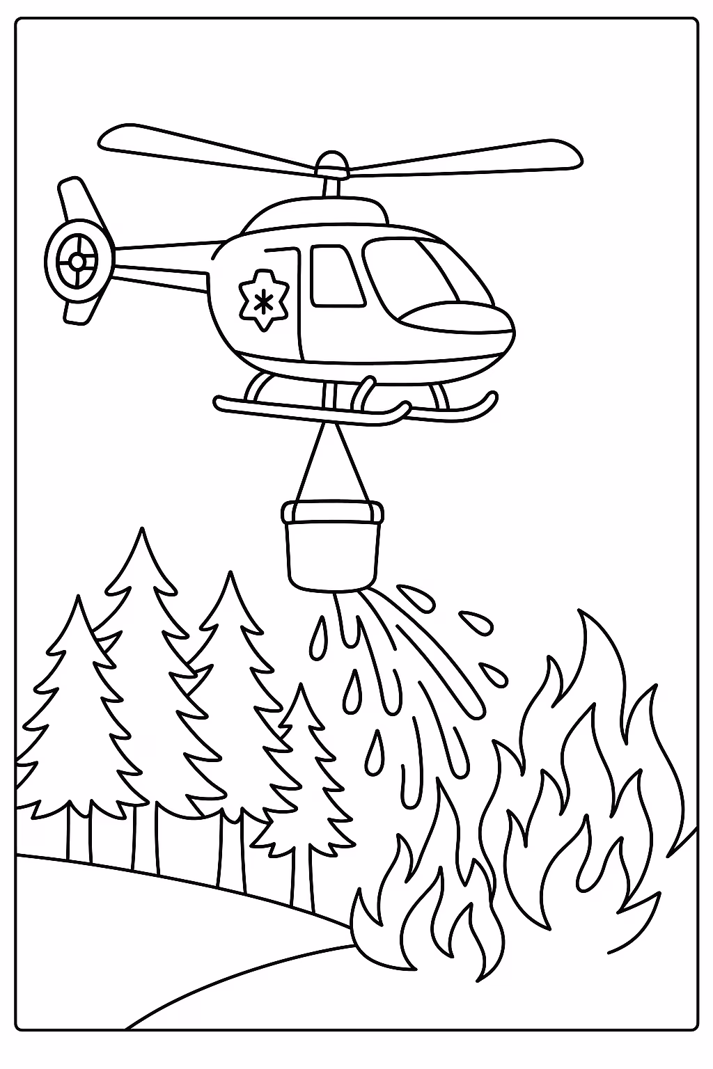 Bombeiro helicoptero min para colorir — desenho para imprimir