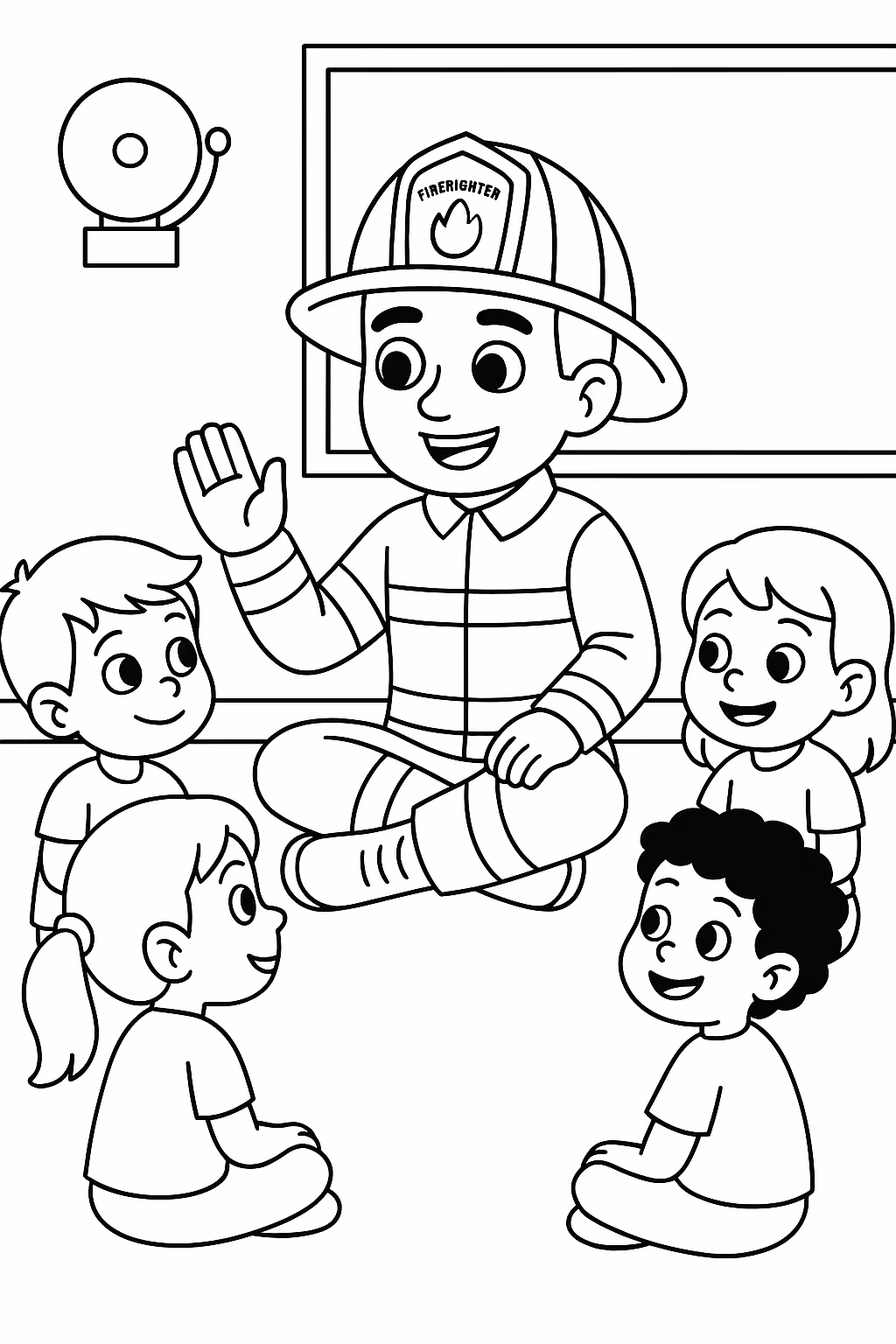 Bombeiro escola min para colorir — desenho para imprimir