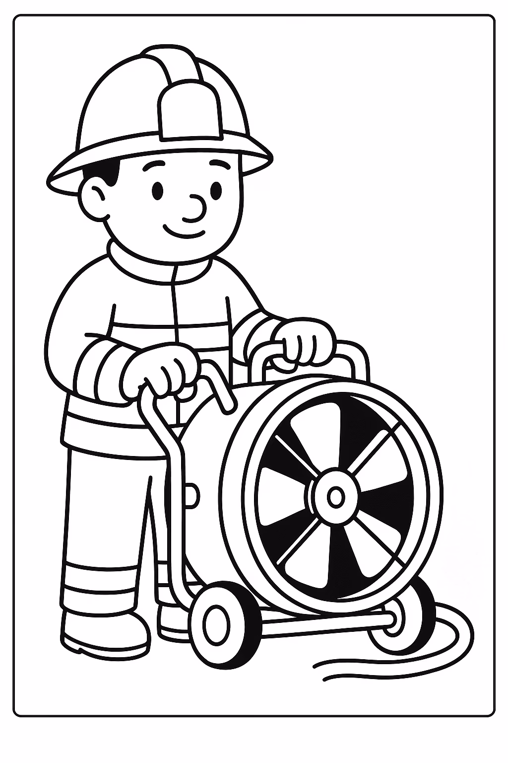 Bombeiro ventilador min para colorir — desenho para imprimir