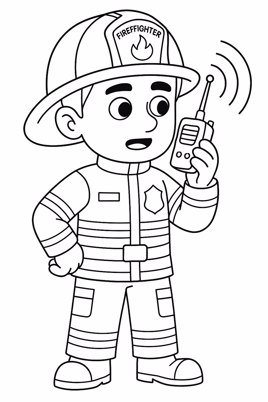 Bombeiro radio min para colorir — desenho para imprimir