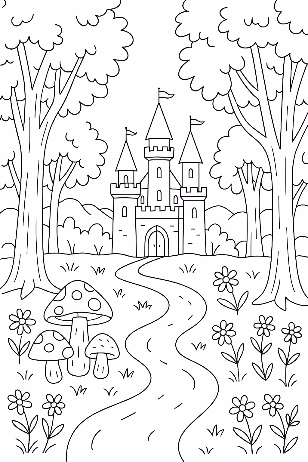 Castelo para colorir — desenho para imprimir