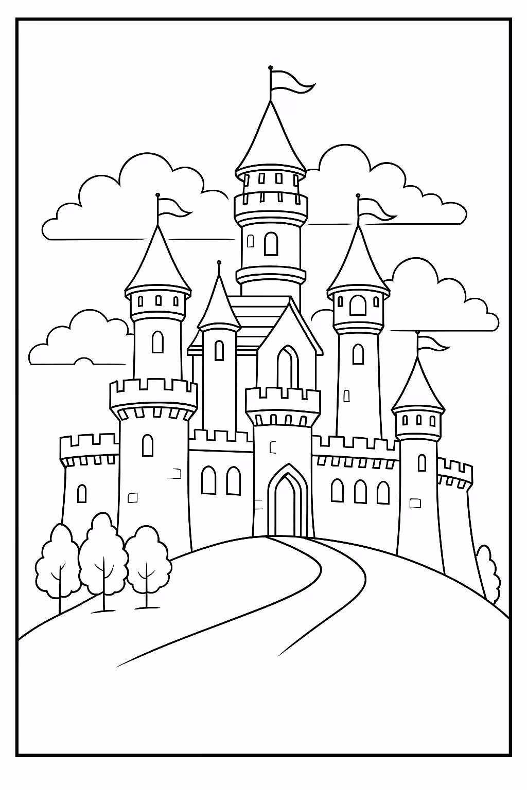 Castelo para colorir — desenho para imprimir