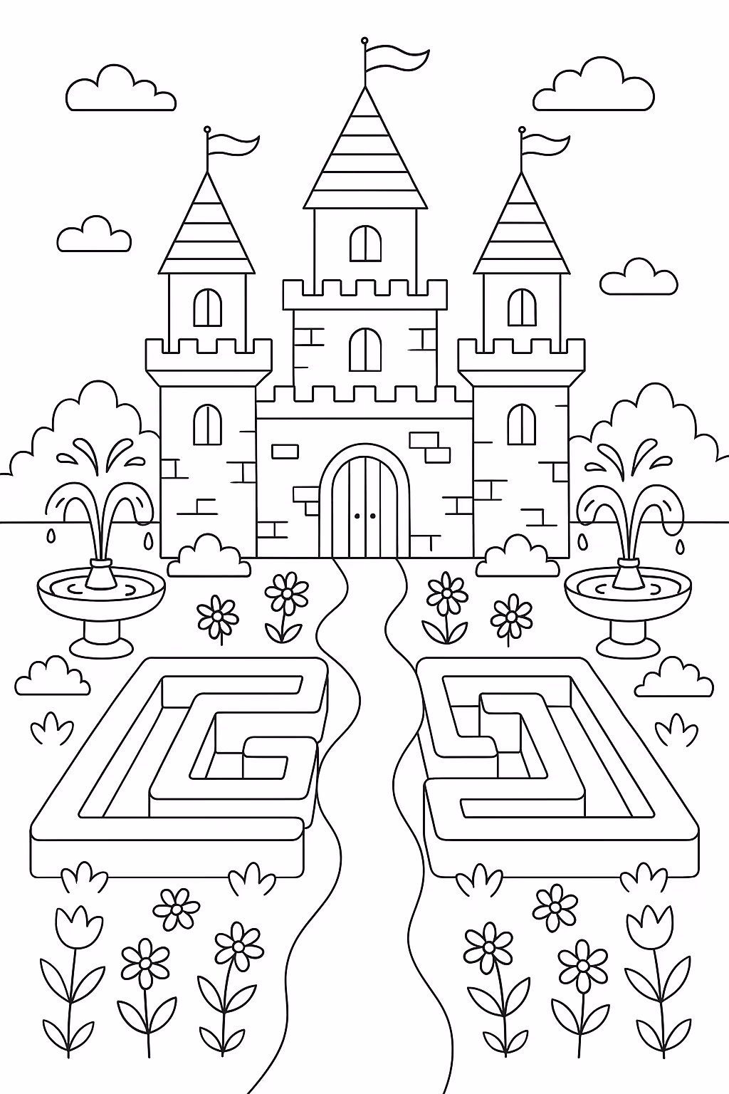 Castelo para colorir — desenho para imprimir