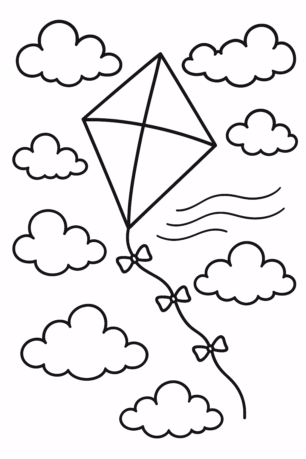 De pipa para colorir — desenho para imprimir