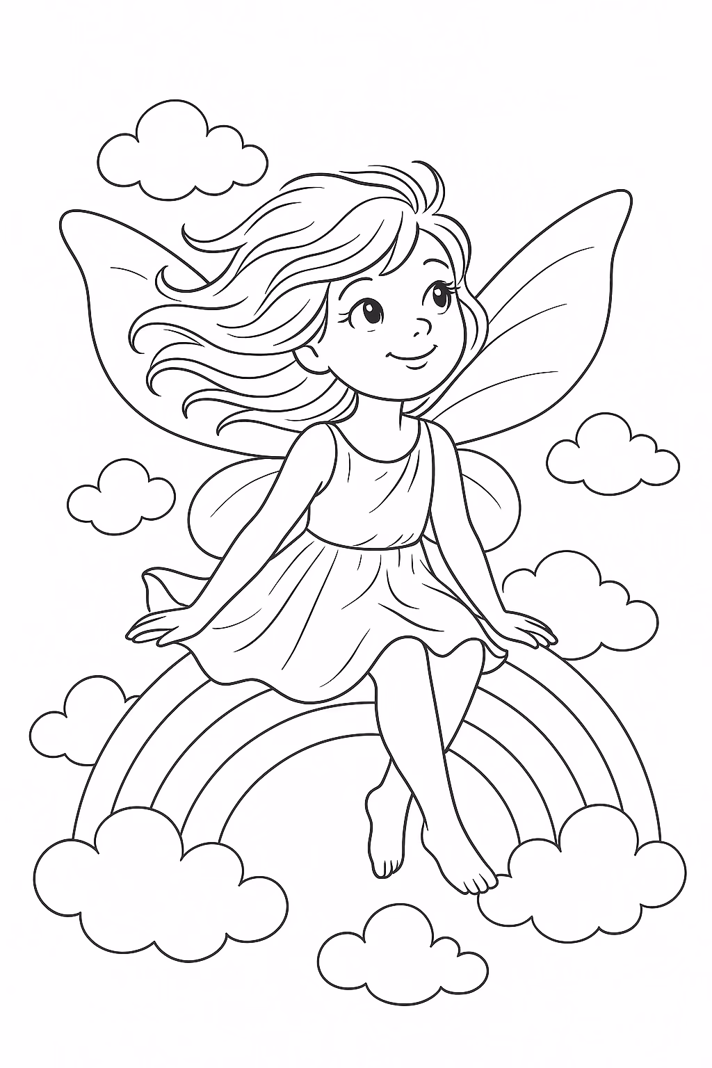 Fada arco iris min para colorir — desenho para imprimir