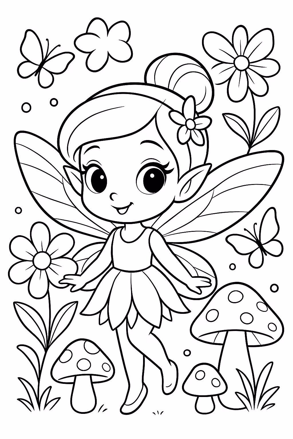 Fada jardim secreto min para colorir — desenho para imprimir