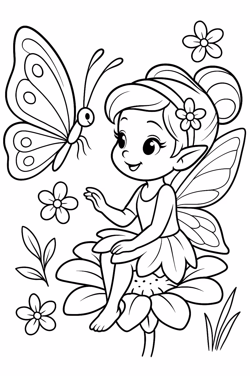 Fada borboleta amiga min para colorir — desenho para imprimir