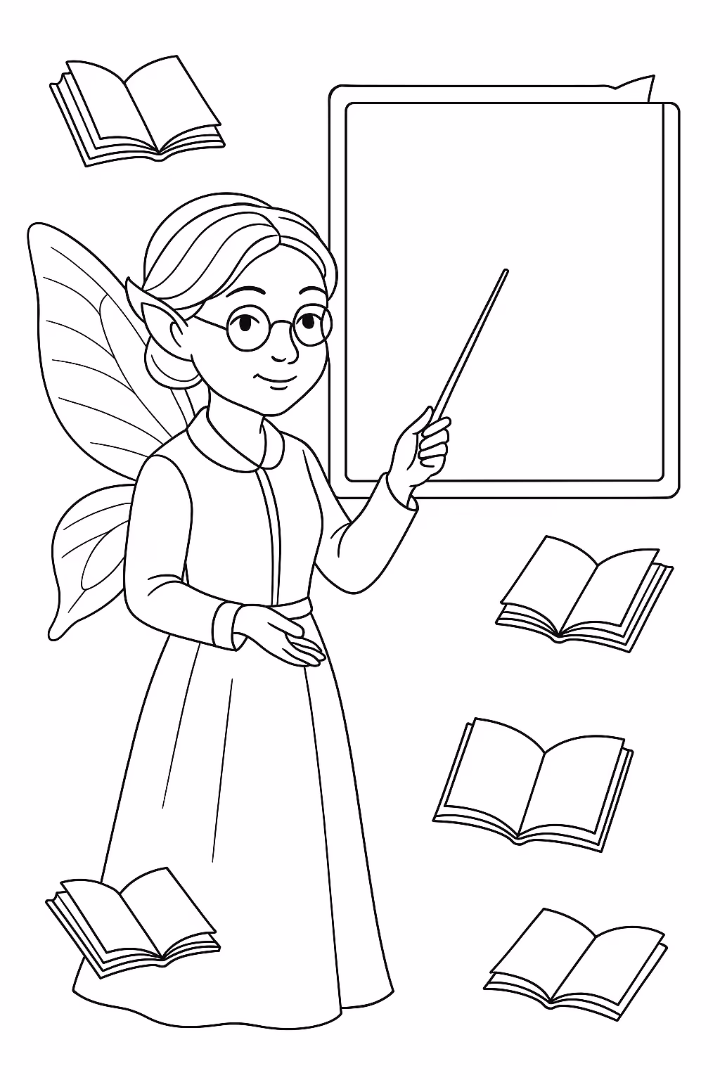 Fada escola professora min para colorir — desenho para imprimir