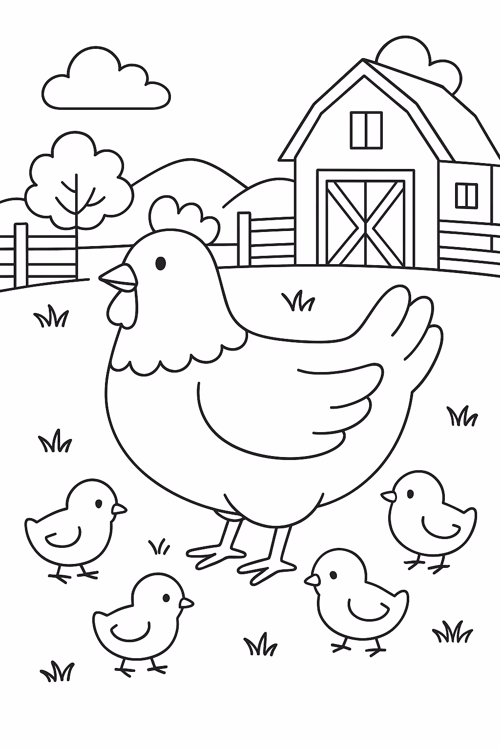 Fazenda galinha min para colorir — desenho para imprimir