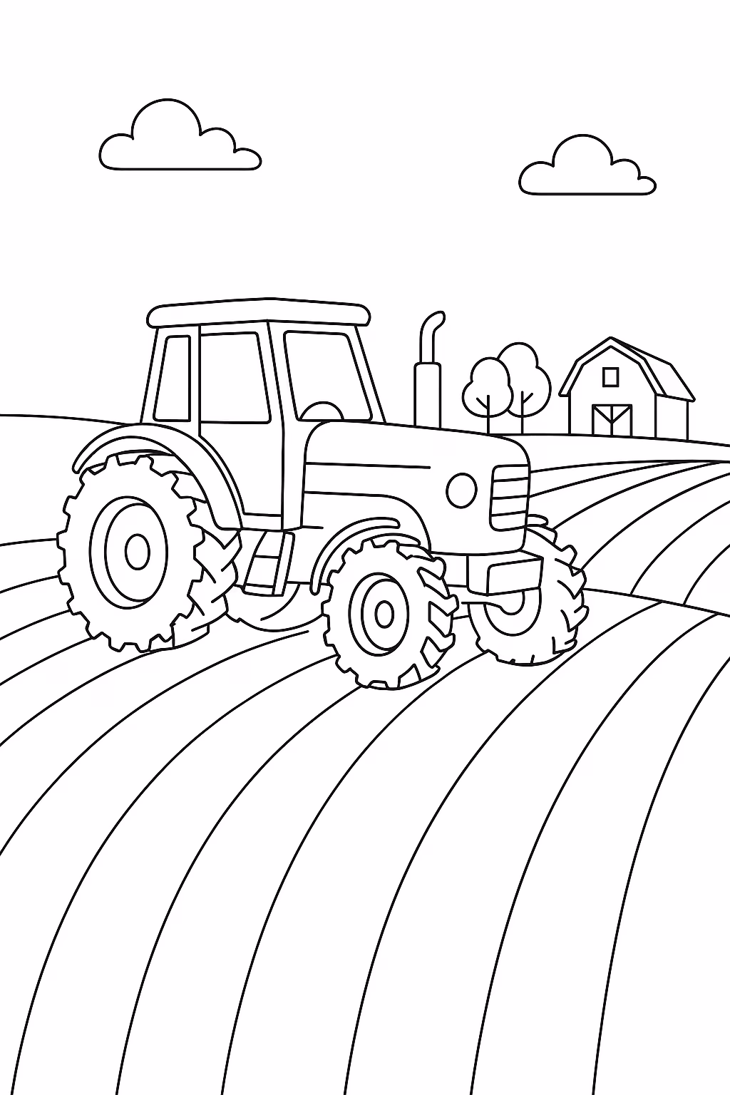 Fazenda trator min para colorir — desenho para imprimir
