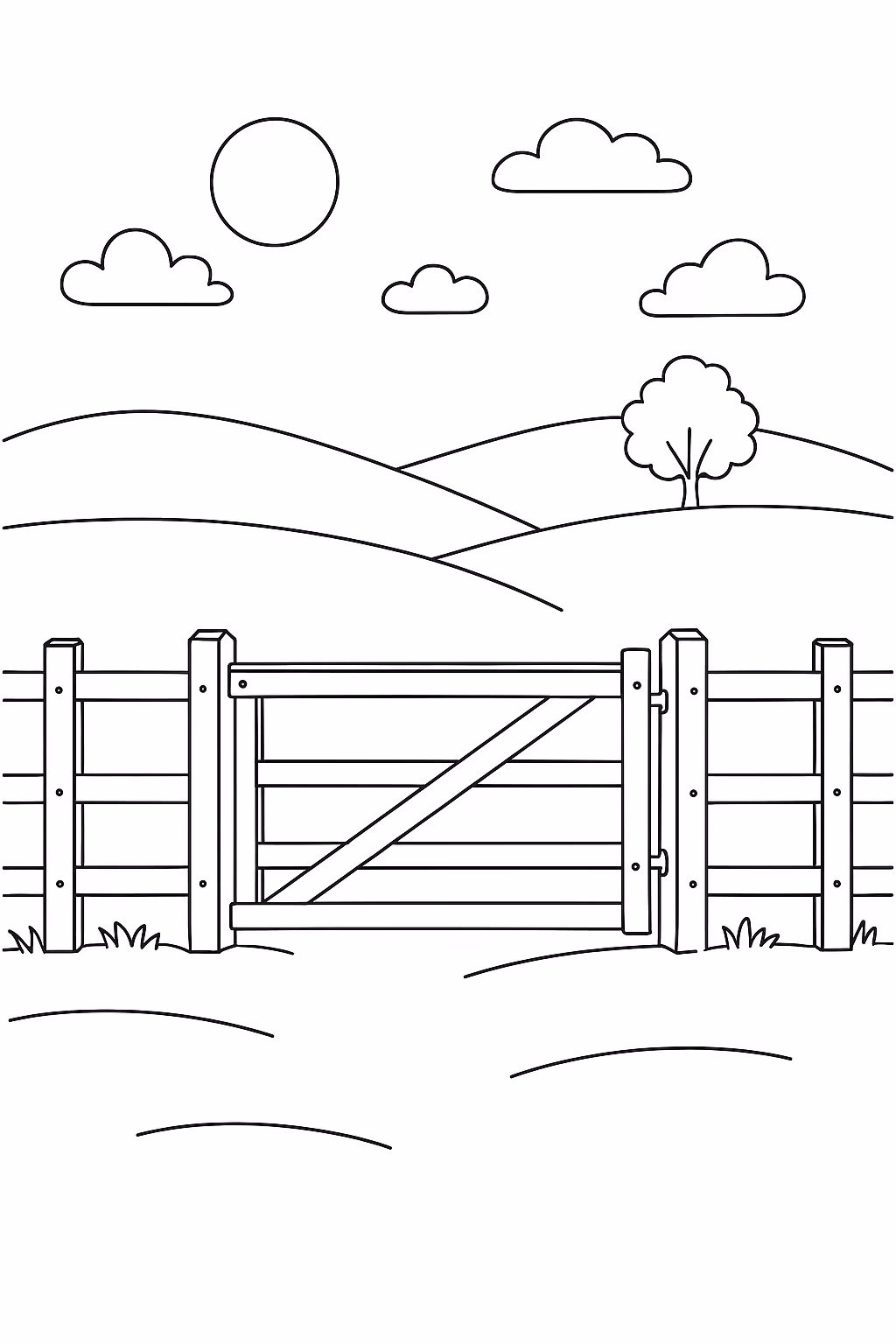 Fazenda cerca min para colorir — desenho para imprimir