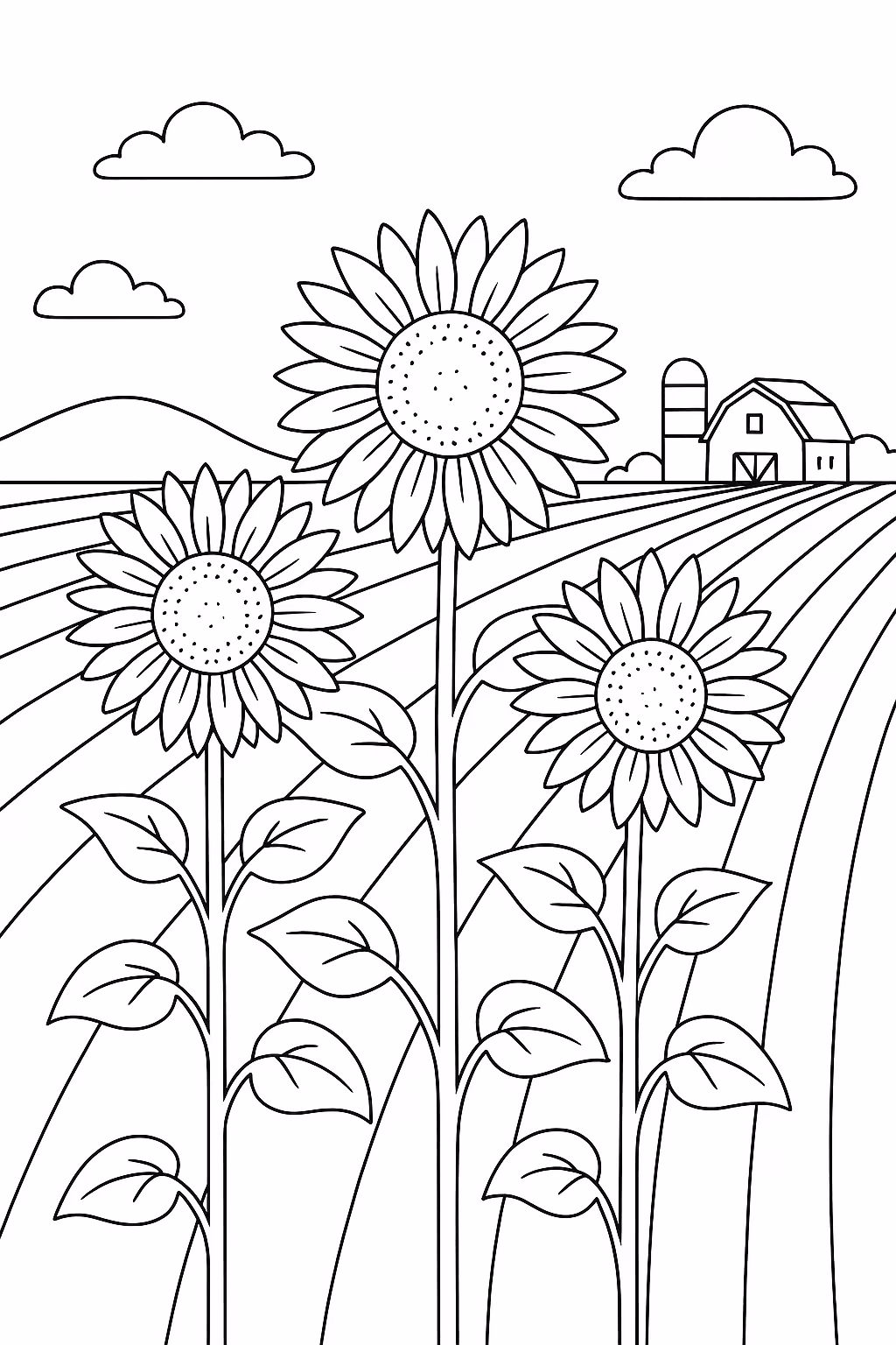 Fazenda girassol min para colorir — desenho para imprimir