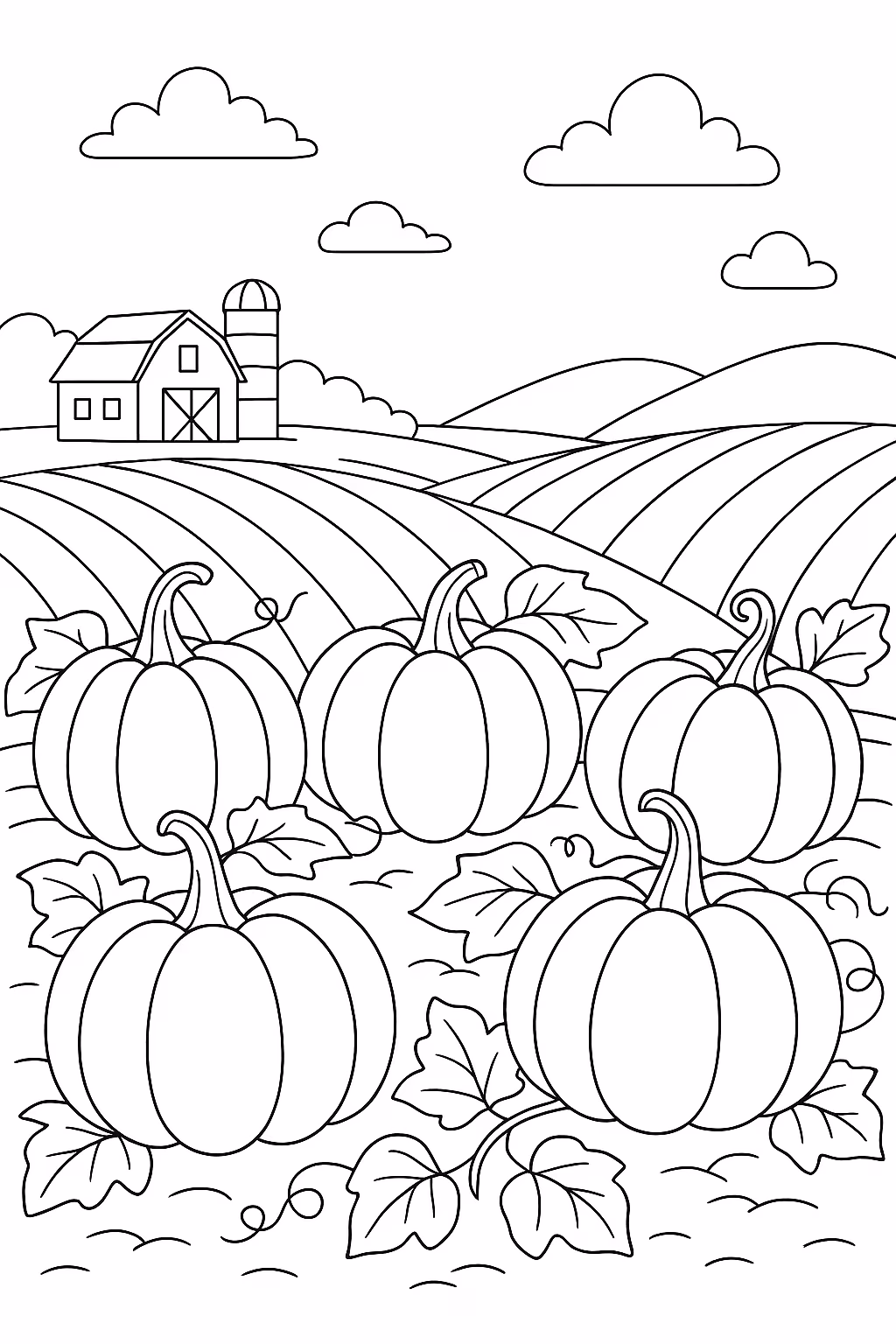 Fazenda abobora min para colorir — desenho para imprimir