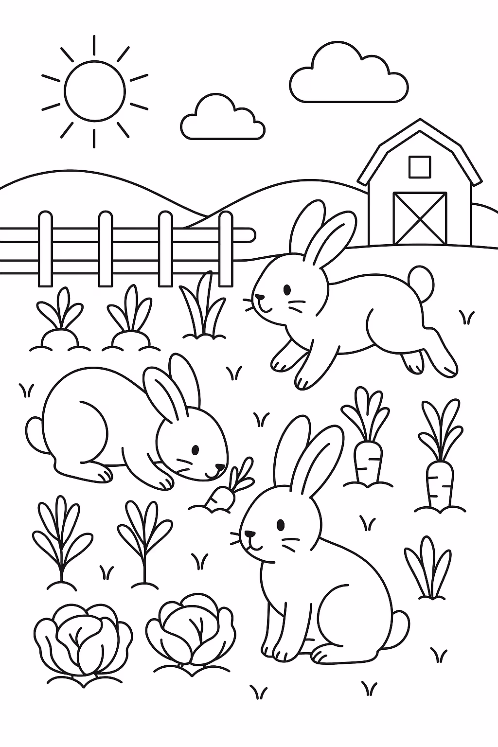 Fazenda coelho min para colorir — desenho para imprimir