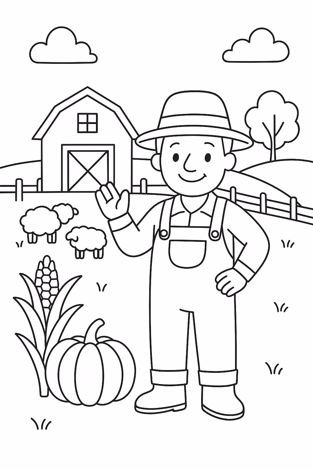 Fazenda fazendeiro min para colorir — desenho para imprimir