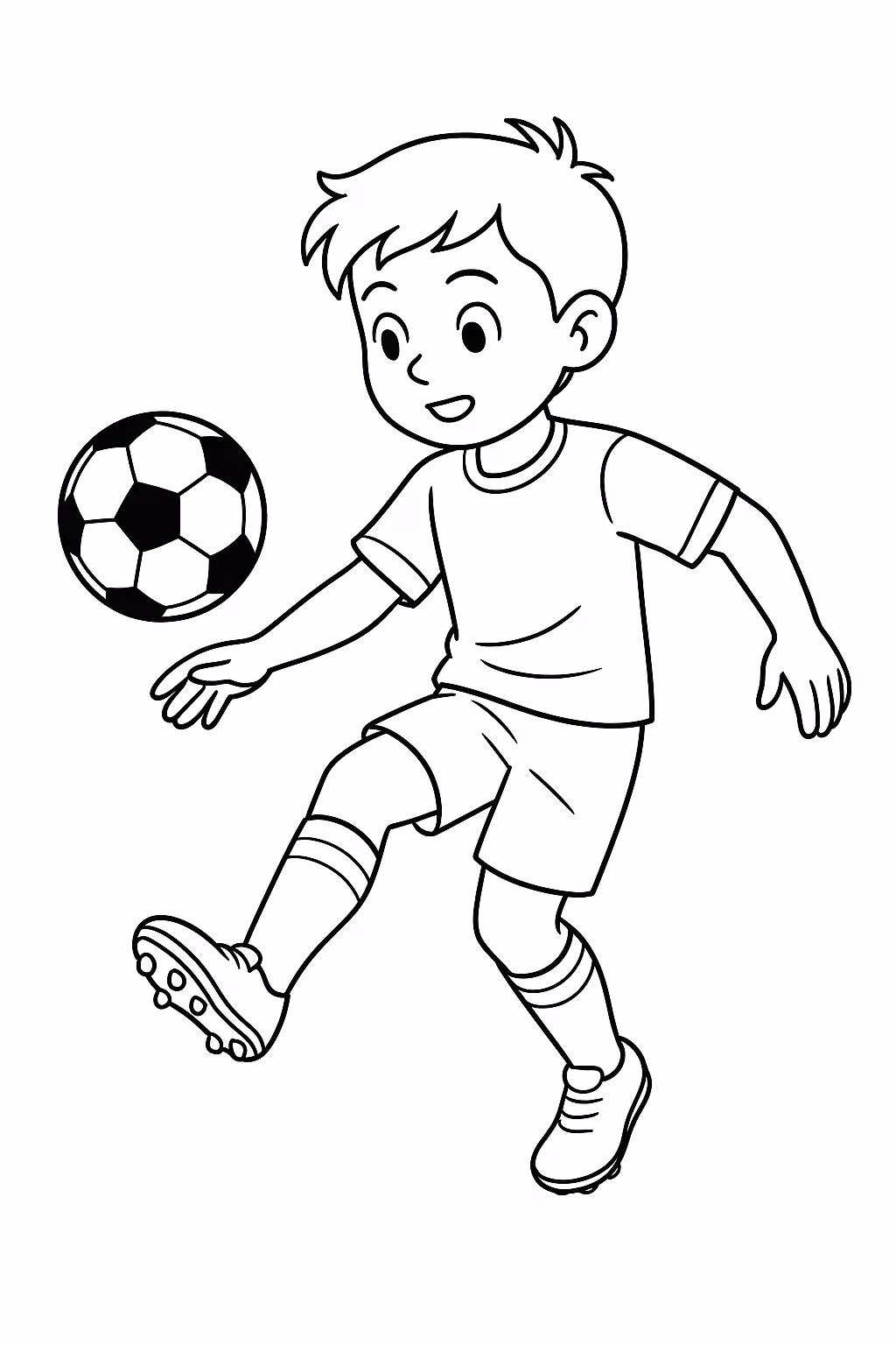 Futebol jogador chutando min para colorir — desenho para imprimir