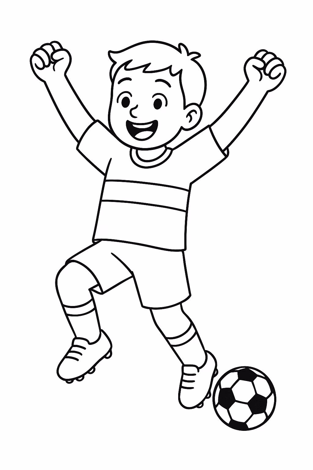 Futebol jogador comemorando min para colorir — desenho para imprimir