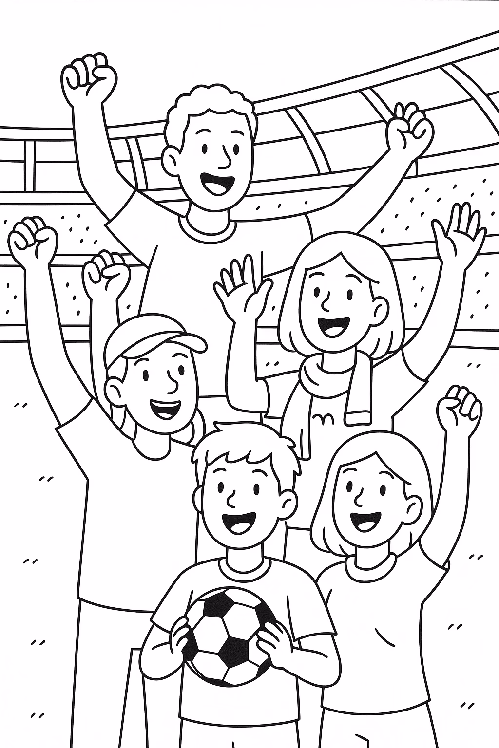 Futebol torcida min para colorir — desenho para imprimir