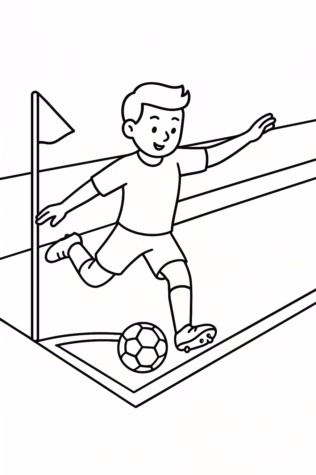 Futebol escanteio min para colorir — desenho para imprimir