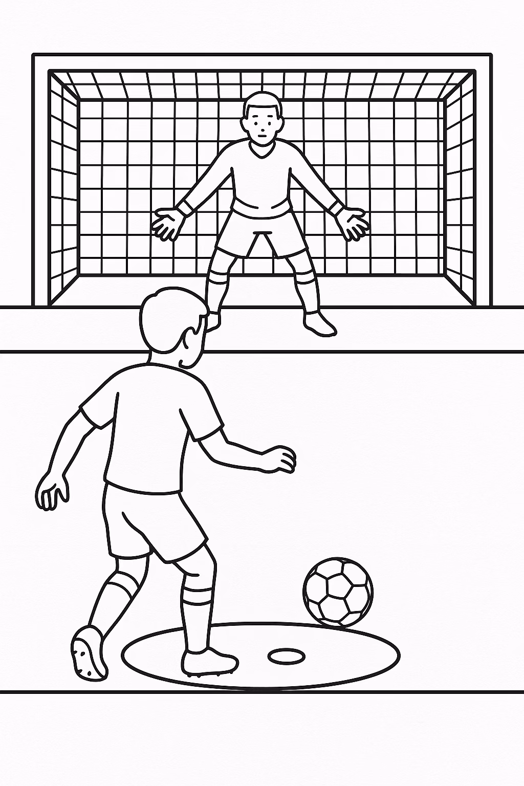 Futebol penalti min para colorir — desenho para imprimir