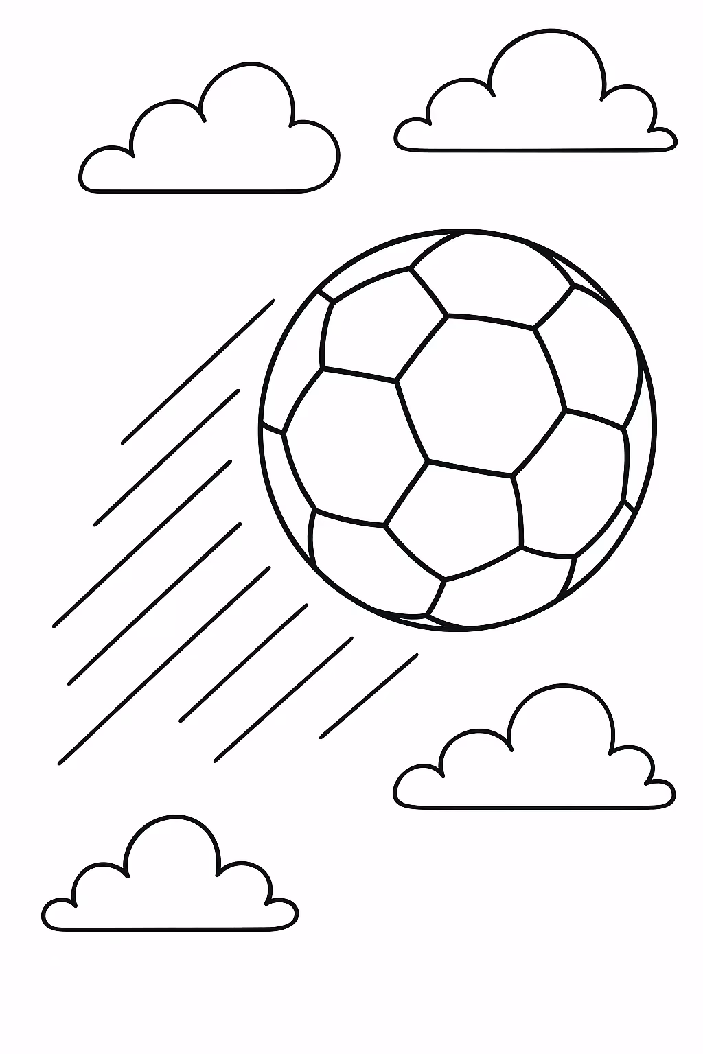 Futebol bola voando min para colorir — desenho para imprimir
