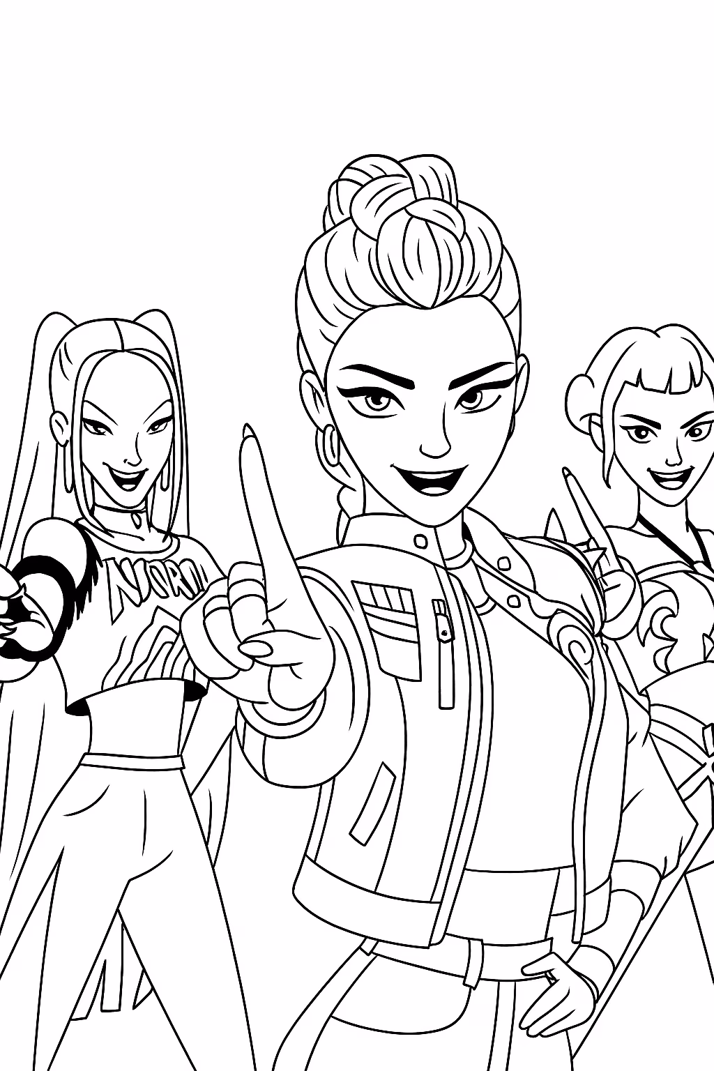 Guerreiras do kpop para colorir — desenho para imprimir
