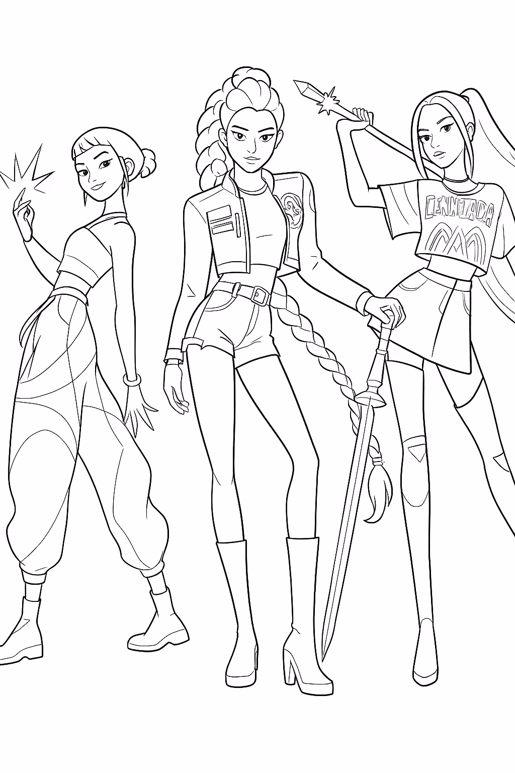 Guerreiras do kpop para colorir — desenho para imprimir