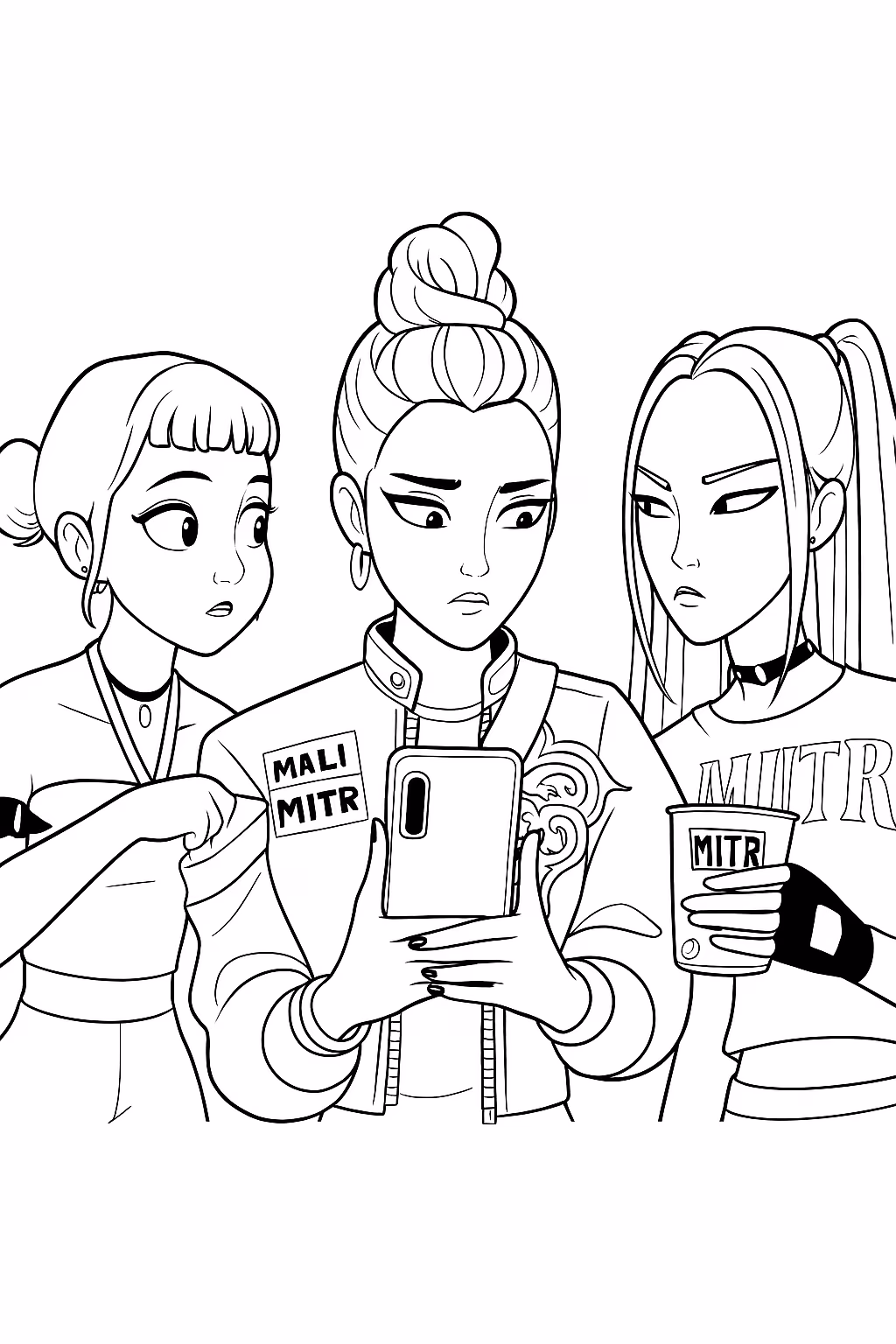 Guerreiras do kpop para colorir — desenho para imprimir