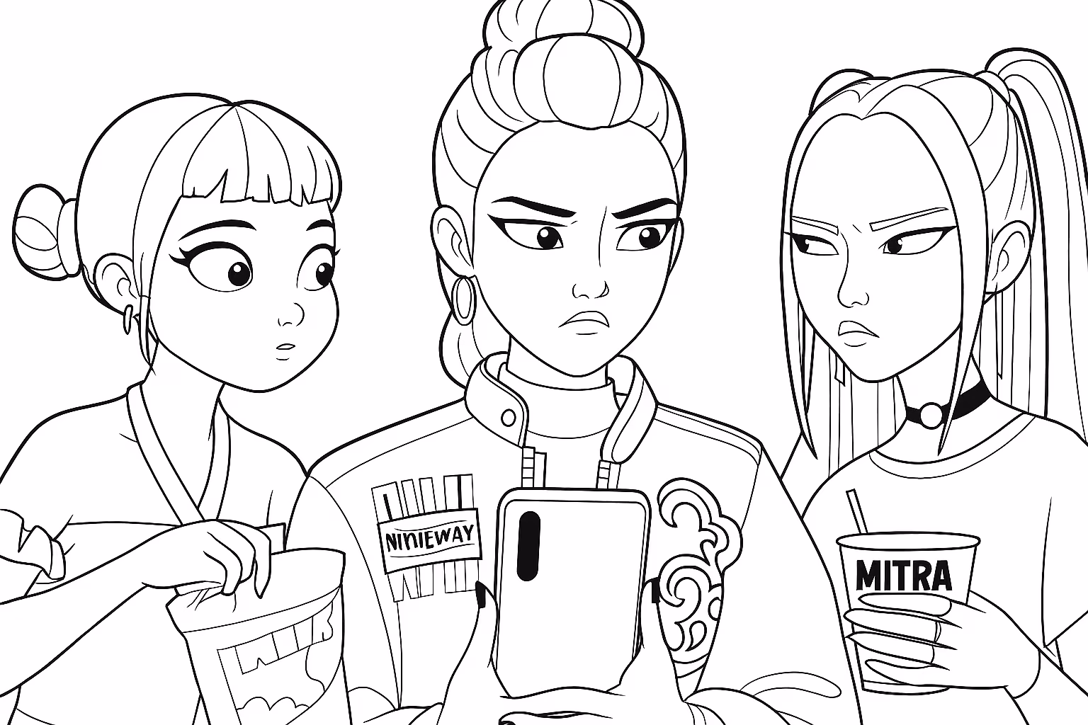 Guerreiras do kpop para colorir — desenho para imprimir