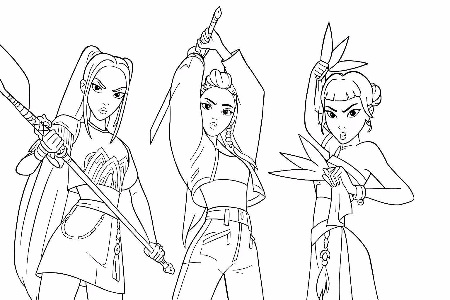 Guerreiras do kpop para colorir — desenho para imprimir