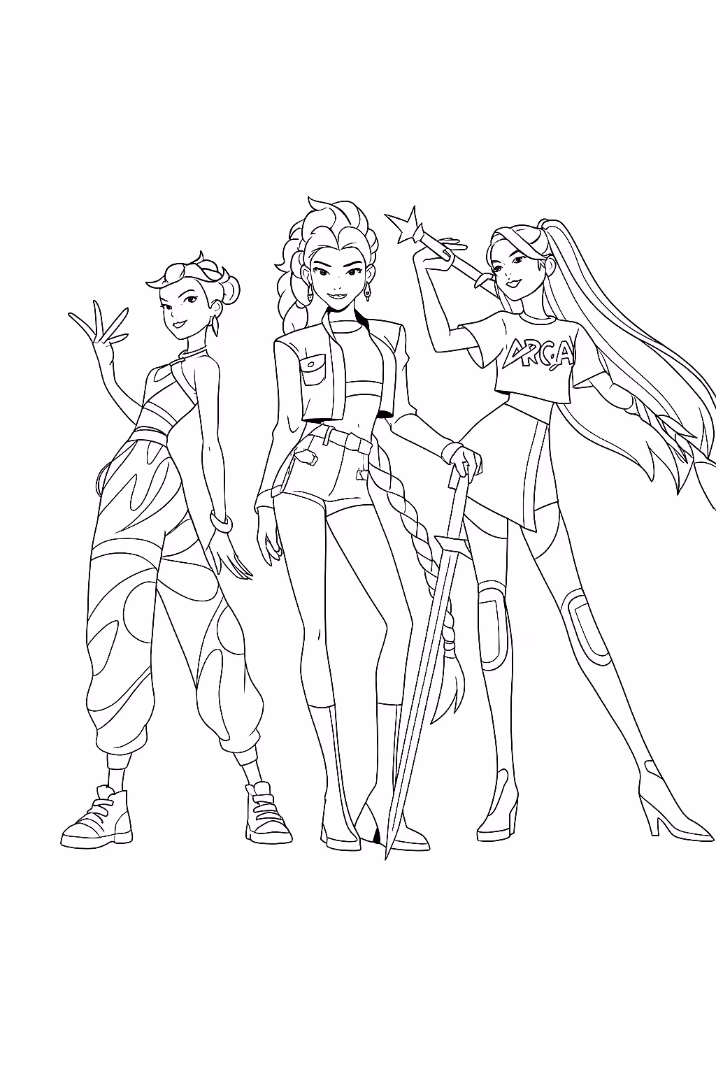 Guerreiras do kpop para colorir — desenho para imprimir