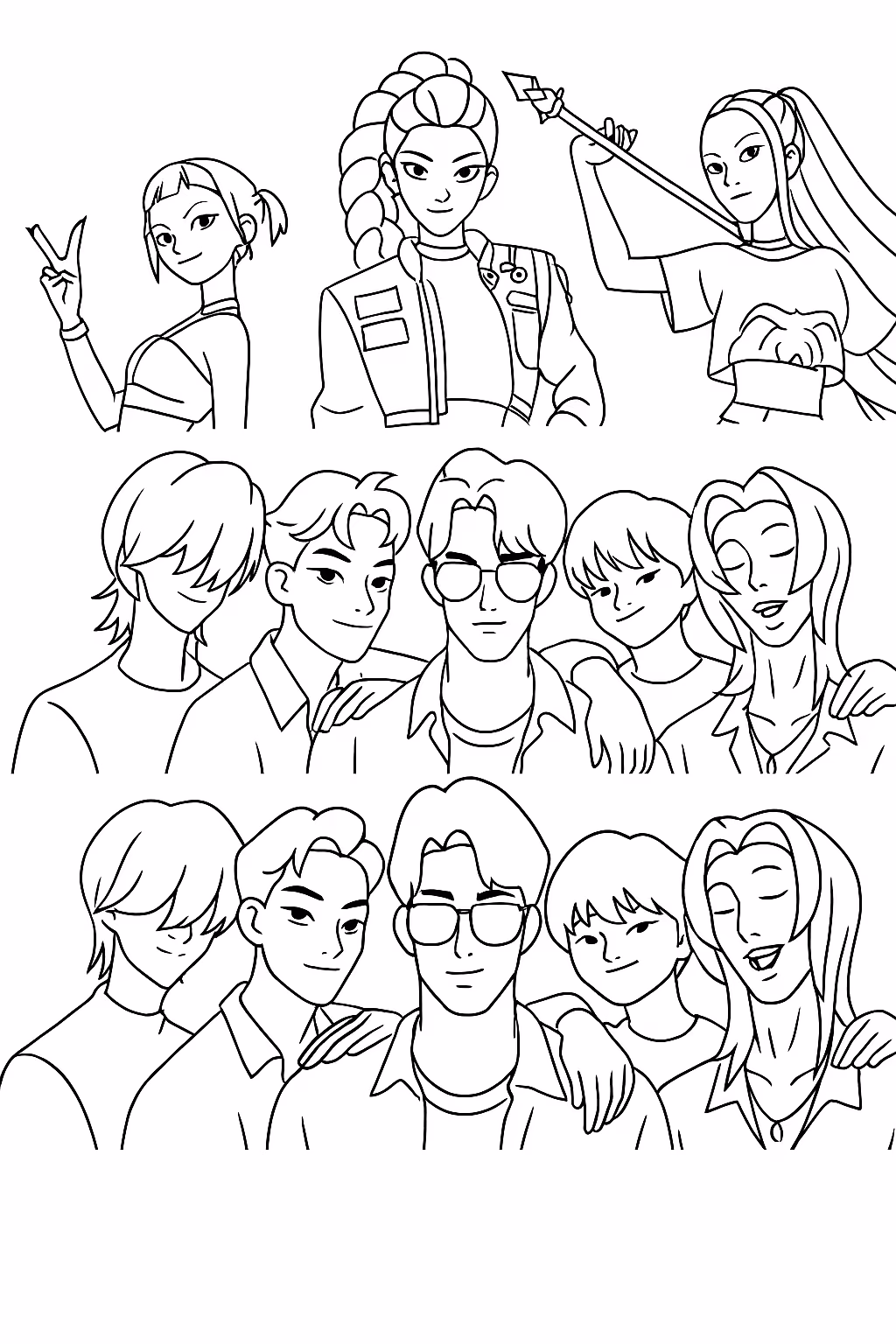 Guerreiras do kpop para colorir — desenho para imprimir