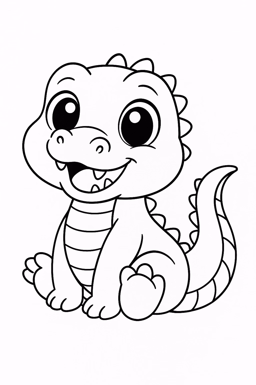 Jacare fofo sorrindo min para colorir — desenho para imprimir