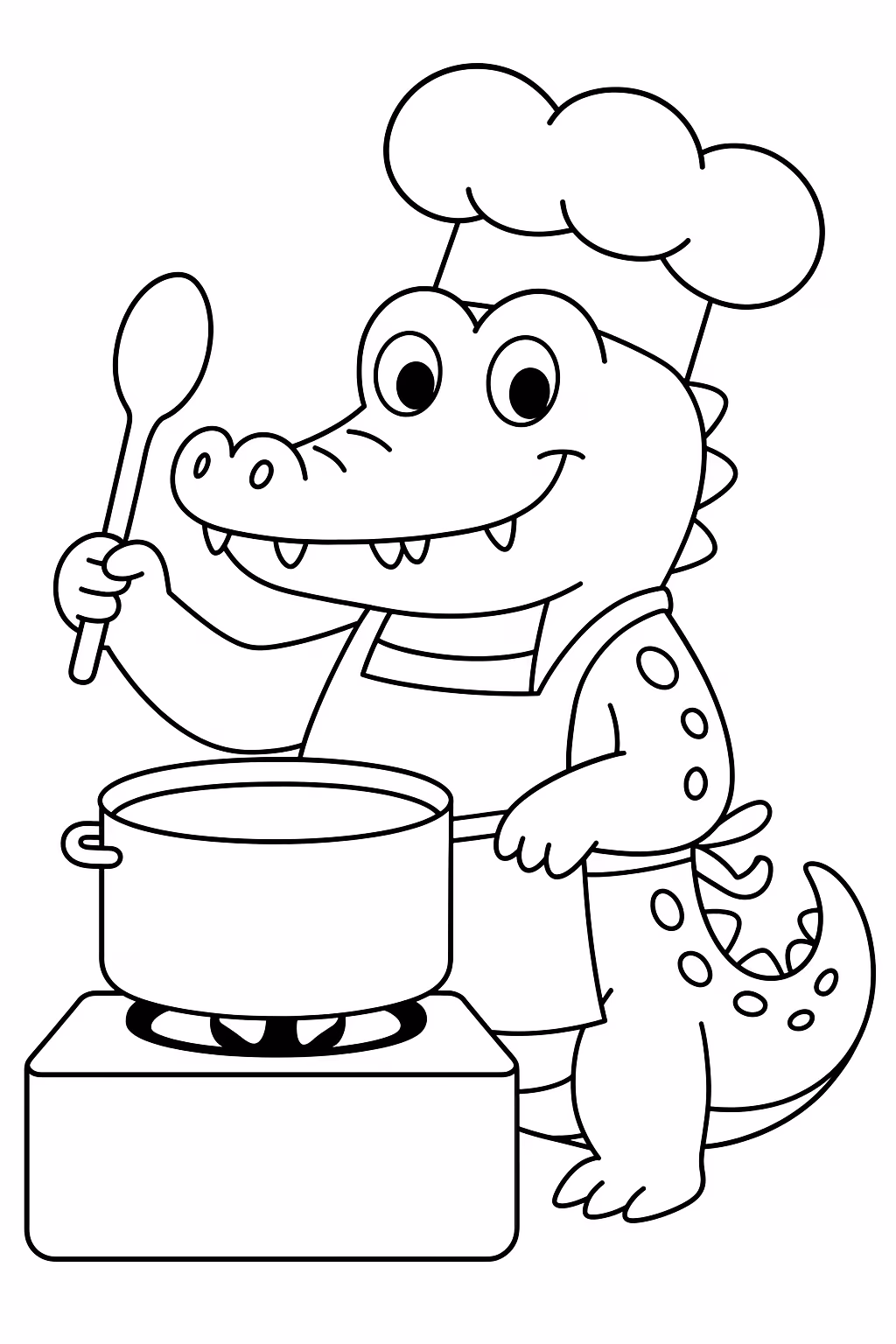 Jacare chef min para colorir — desenho para imprimir