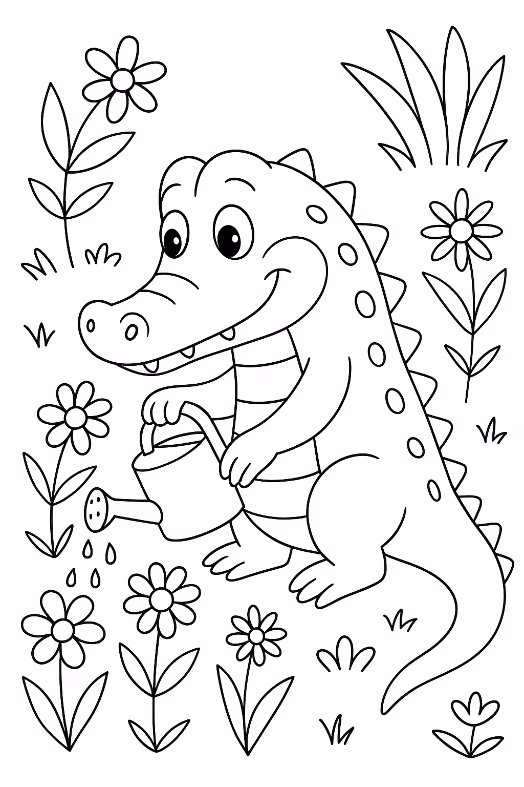 Jacare jardineiro min para colorir — desenho para imprimir