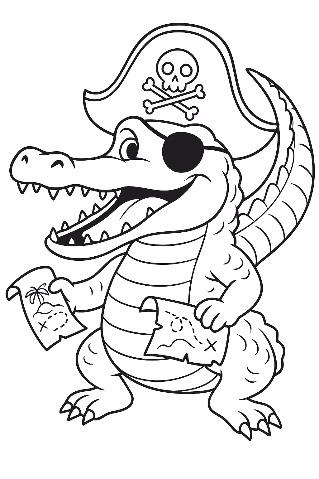 Jacare pirata min para colorir — desenho para imprimir