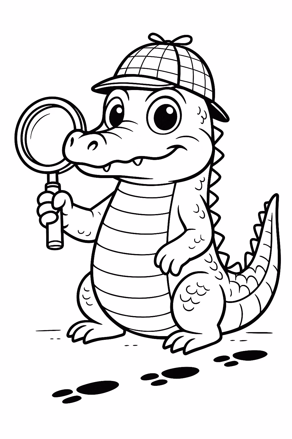 Jacare detetive min para colorir — desenho para imprimir