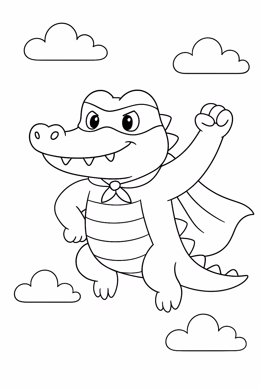 Jacare super heroi min para colorir — desenho para imprimir