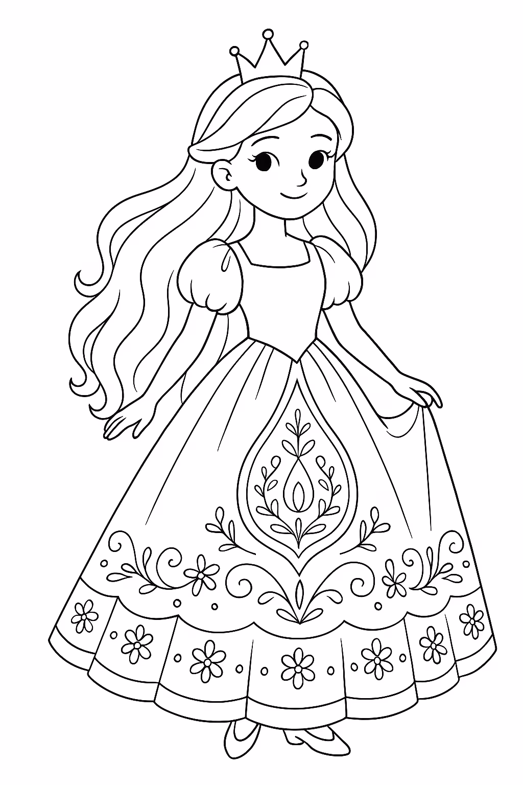 Menina princesa min para colorir — desenho para imprimir