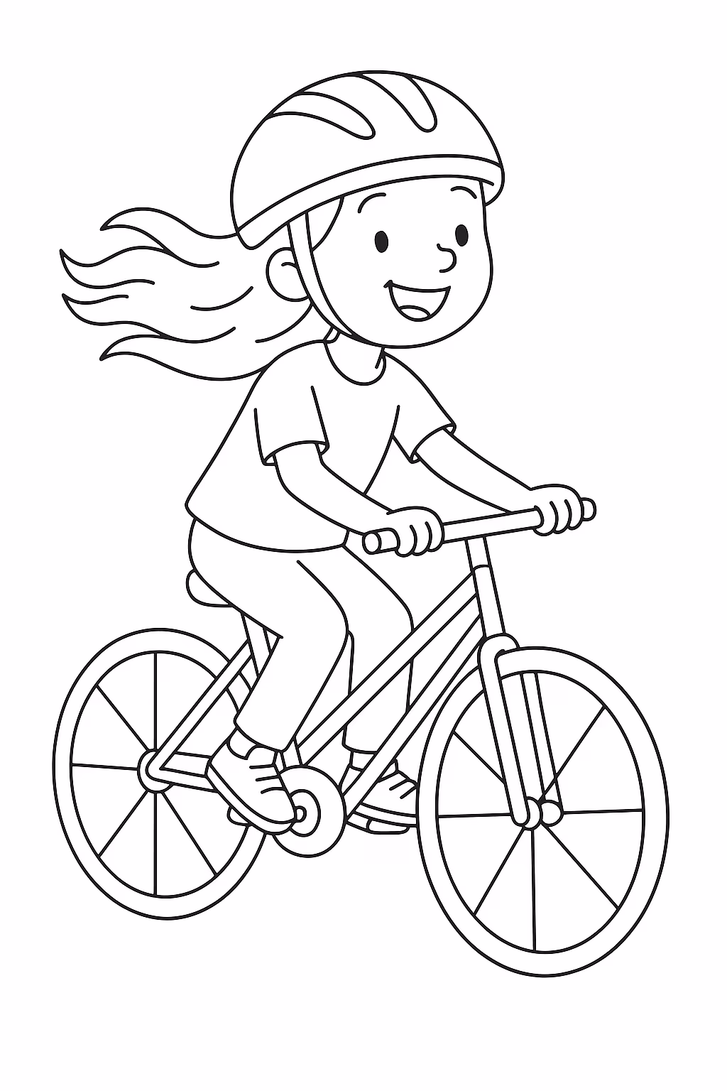 Menina bicicleta min para colorir — desenho para imprimir