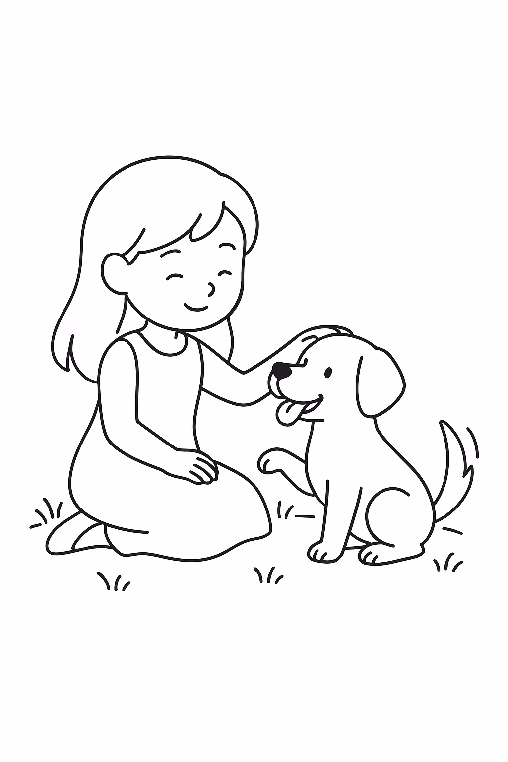 Menina cachorro min para colorir — desenho para imprimir