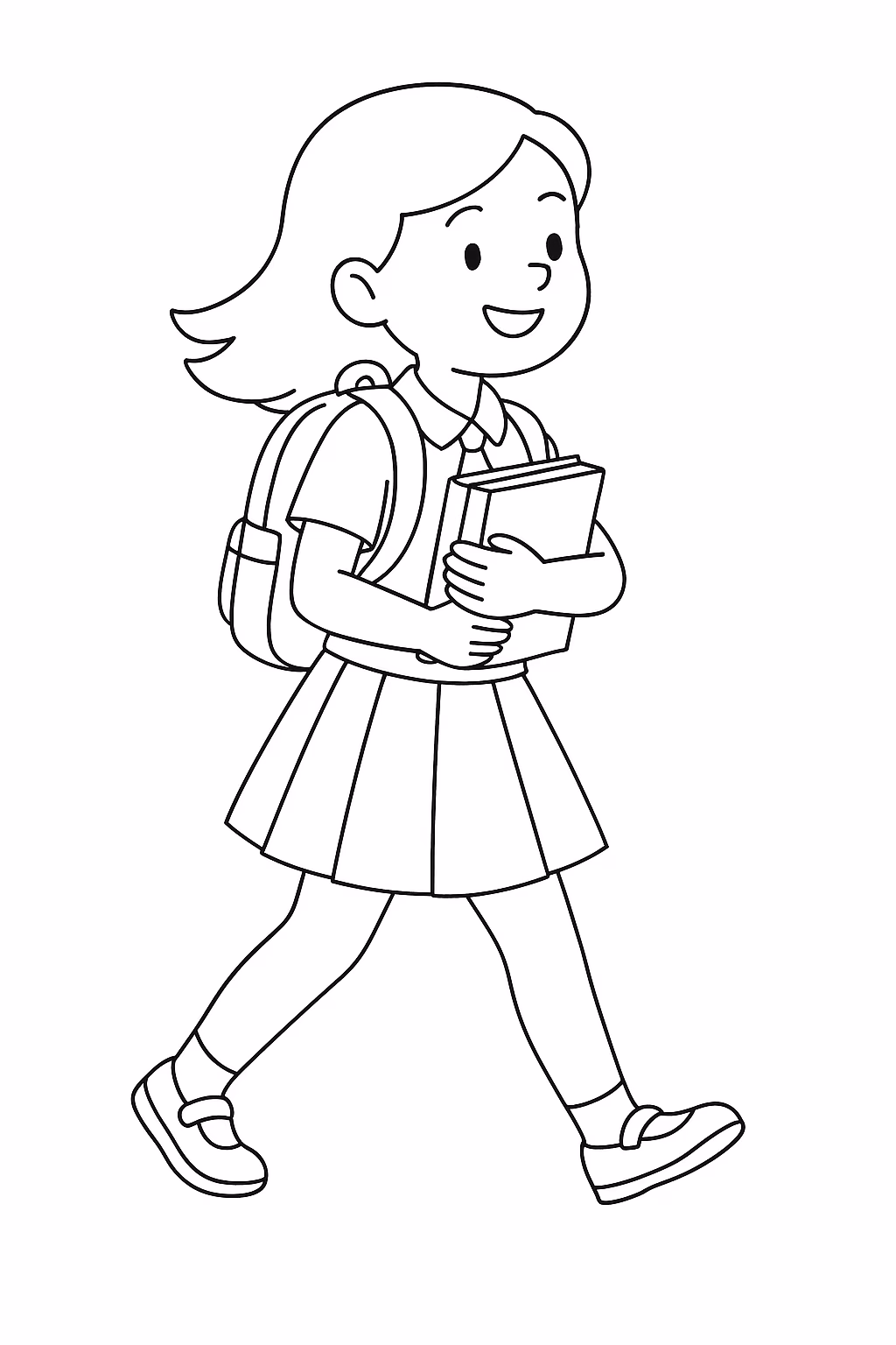 Menina escola min para colorir — desenho para imprimir