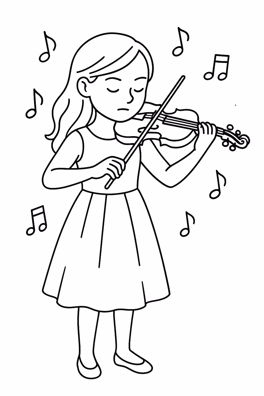 Menina musica min para colorir — desenho para imprimir