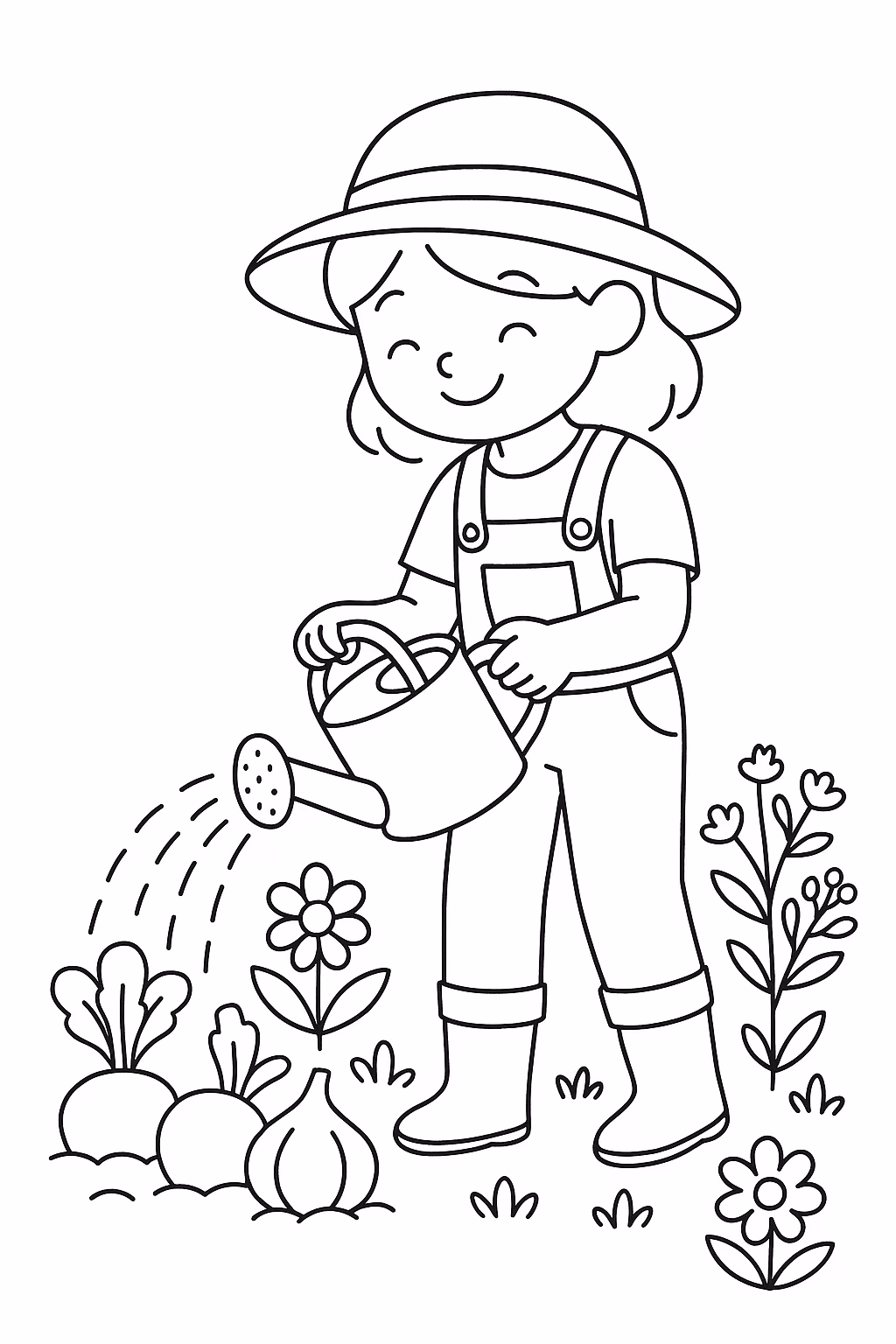 Menina jardim min para colorir — desenho para imprimir