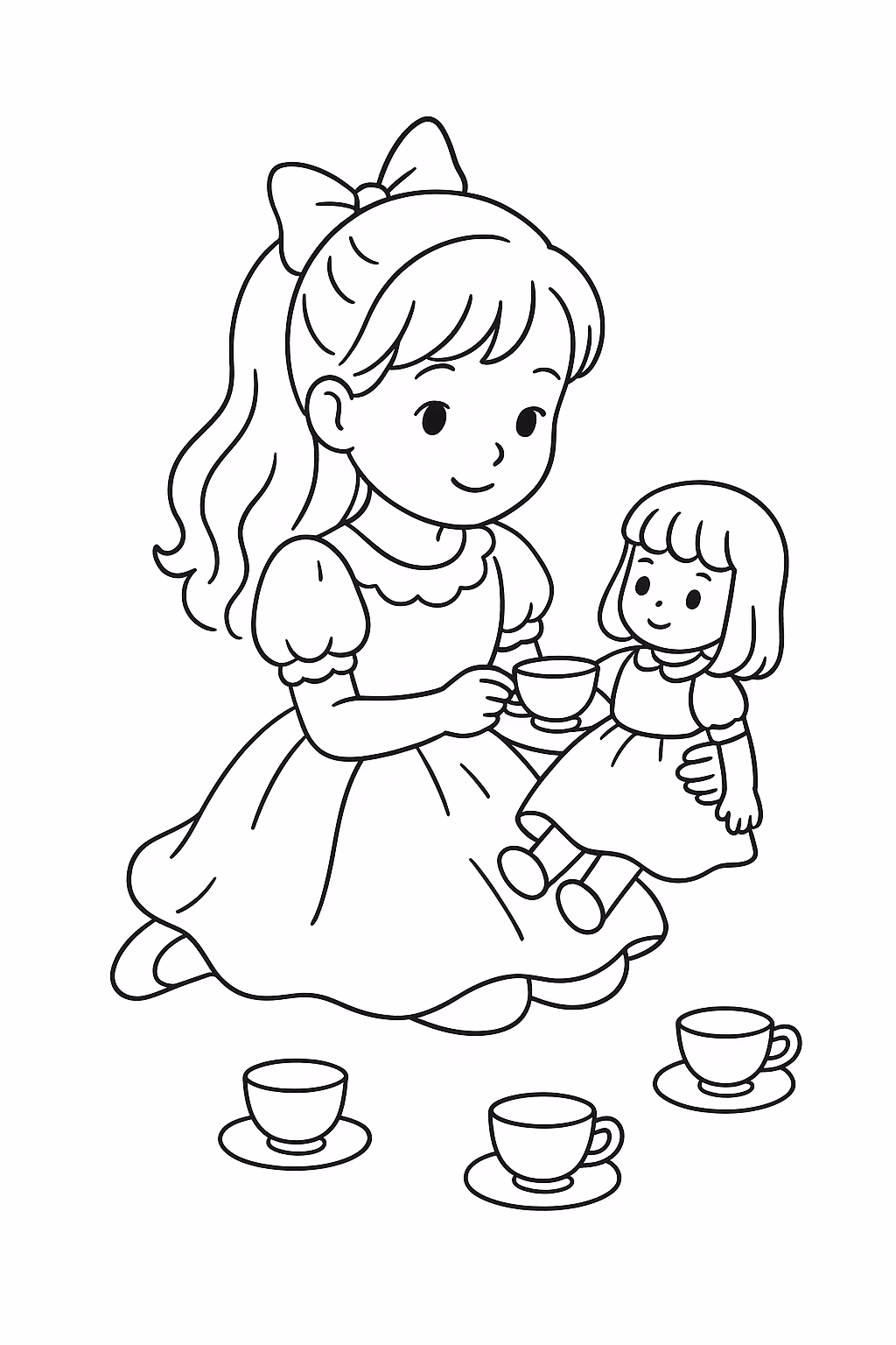Menina boneca min para colorir — desenho para imprimir